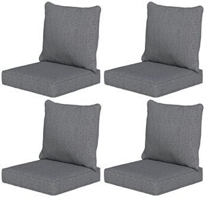 Set di 8 Cuscini Grigi per Sedie da Patio con Seduta e Schienale, Resistenti allo Sbiadimento, per Uso Esterno - Product Image 1