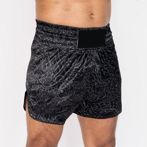 Pantalones Cortos de Muay Thai Unisex Personalizados, Ligeros, Elásticos, de Poliéster y Algodón, Transpirables, con Logotipo Frontal, para Entrenamiento, Gimnasio y Deportes - Product Image 3