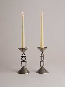 Élégant porte-bougie en métal argenté, support géométrique pour bougies coniques, pour mariage, table à manger, chambre à coucher, décoration de la maison - Product Image 3
