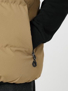 Gilet matelassé sans manches à capuche pour homme, couleur unie, coupe décontractée, coupe régulière, coupe-vent, réversible, respirant, polyester, beige, hiver - Product Image 3