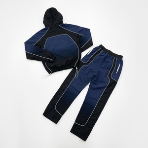 Ensemble de survêtement coupe-vent vintage personnalisé avec capuche, veste et pantalon de jogging réfléchissants en nylon technique pour l'entraînement et le jogging – Vente en gros - Product Image 2