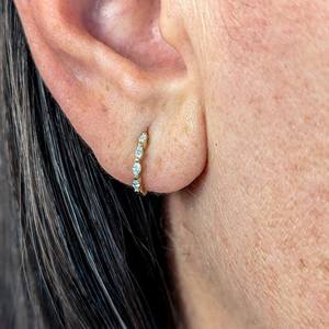 Lab Grown Marquise Cut Diamonds Huggie <b>Hoop</b> <b>Earrings</b> with 14K <b>Solid</b> Gold Jewelry Engagement for Womens Charm Gift - Product Image 4