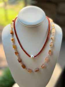 Collar de cuentas de cornalina natural con envoltura de alambre chapado en oro hecho a mano, joyería de piedras preciosas para mujer, Mangalmay Corporation - Product Image 4