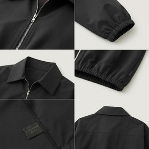 Women's Black <b>Canvas</b> Bomber Jacket Full Sleeve Hooded Collar Zipper Closure Waterproof Reversible Eco-Friendly Windproof Autumn - Product Image 5