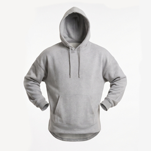 Sweat à capuche surdimensionné gris chiné pour homme, style streetwear, avec poche kangourou et cordon de serrage, logo personnalisé - Product Image 3