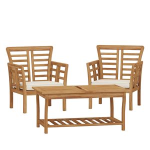 Conjunto de Muebles de Jardín Modernos de Madera de Acacia para Patio, 3 Piezas, con Mesa - Product Image 3