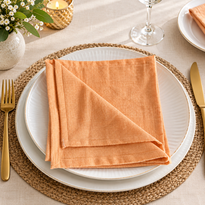 Orange <b>Linen</b> <b>Cloth</b> Napkins Square Reusable Dinner Napkins Plain Dyed Table <b>Linens</b> for Wedding Party Restaurant - Product Image 2