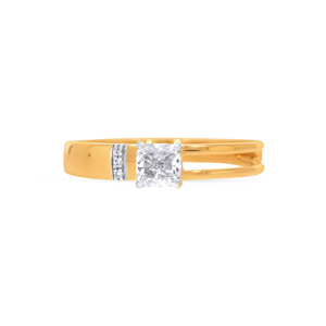 18K Yellow Gold <b>Men</b> Solitaire <b>Ring</b> Premium Yellow Gold Princess Cut Solitaire Diamond <b>Ring</b> Elegant Bypass Split Band - Product Image 2