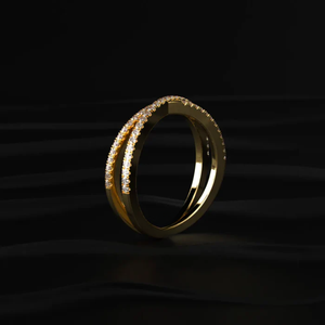 Bague en diamant taille ronde avec bande de diamants entrecroisés, en diamant jaune de laboratoire 14K, pour soirée et occasions festives - Product Image 2
