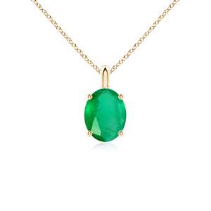 Top Quality 14K <b>Gold</b> Solitaire Oval Cut Natural Green Emerald Classic <b>Pendant</b> IGI Certified Precious Gemstone Handmade <b>Pendant</b> - Product Image 1