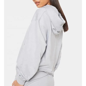 Sweat-shirt à capuche oversize pour femme, couleur unie, épaules tombantes, manches longues, tricot en coton, vêtements d'automne - Product Image 6