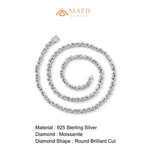 สร้อยคอเงินแท้ 925 ชุบทองคำขาวประดับมอสซาไนต์ ดีไซน์แบบ Cuban Link สำหรับผู้หญิงและผู้ชาย ของขวัญสุดหรูจากนิวยอร์กซิตี้ - Product Image 6