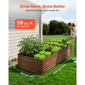Fioriera Rettangolare Rialzata in Metallo Zincato 8x4x2 piedi, Kit Vaso da Giardino Senza Fondo per Esterni con Fondo in Plastica - Product Image 2