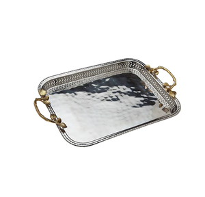 Unique Design Elegant Stainless Steel Serving tray For Royal Dinner <b>Table</b> Food Serving & Storage Tray With Handle Cheap Price - Product Image 6