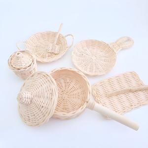Woven miniature rattan <b>bakeware</b> set cute kids kitchen tool toy eco-friendly cooking utensil toys - Product Image 6