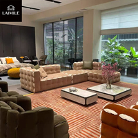 Modernes Gelbes Samt-Ecksofa mit Kanalsteppung Modulares Ecksofa-Set Luxuriöses Polstersofa für Villa-Wohnzimmer