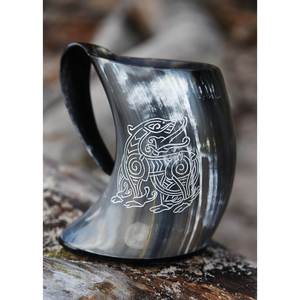 Gobelet Viking en corne de buffle naturelle fait main, tasse à bière traditionnelle, vente en gros - Product Image 1