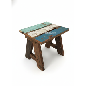 Banc artisanal avec espace de rangement en bois de bateau recyclé couleur naturelle pour mobilier de jardin extérieur multicolore - Product Image 1