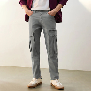 Pantalones Cargo para Hombre, Personalizados al por Mayor, Ligeros, Casuales, de Algodón, con Cintura Elástica Completa y Cordón Ajustable, 6 Bolsillos - Product Image 1