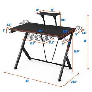 Scrivania da Gaming con Gancio LED per Cuffie e Portabicchieri - Tavolo PC in Acciaio per Casa e Ufficio - Product Image 5
