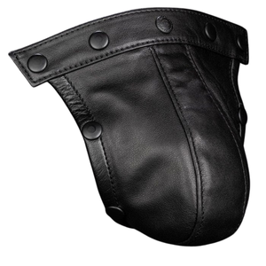 กางเกงในชาย MR-S-LEATHER สีดำ หนังแท้ แบบ Thong ประดับหมุด ทรง Low-rise สไตล์เฟติช สีพื้น ดีไซน์ลายทอ - Product Image 6