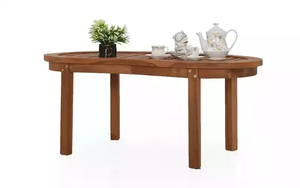 Table de jardin pliable artisanale pakistanaise en bois massif sculpté à la main, avec support, portable - Product Image 4