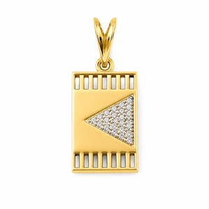 Pendentif géométrique en or jaune 18 carats avec diamants pour homme, unisexe, finition polie, rectangle, pour tous les jours, cadeau de fête, bijou pendentif - Product Image 2
