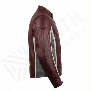 Veste de moto en cuir de vache véritable NAI 0404D avec logo avant en toile, manteau de motard tendance, équipement de protection pour la conduite - Product Image 3
