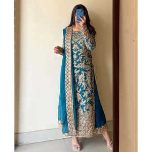 Conjunto de Top de Georgette, Pantalones Palazzo y Dupatta para Mujer con Bordado de Diamantes - Product Image 4