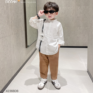 Top Fournisseur Garçons Vêtements Ensembles Automne Hiver Casual Garçons Toddler Enfants Porter Mandarin Chemise Pantalon Tenues Roupas Para Bebes - Product Image 1