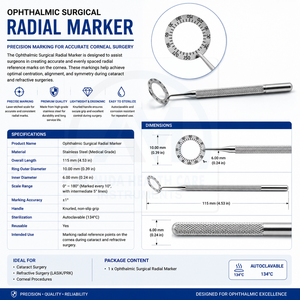 Marcador corneal de acero inoxidable, instrumentos quirúrgicos oftálmicos, anillos de calibración de grados Mendez, herramientas de cirugía ORL - Product Image 6