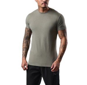 T-shirt homme à manches courtes, col rond, en modal teint, coupe ajustée, décontracté, longueur standard, en jersey tricoté respirant, design uni - Product Image 1