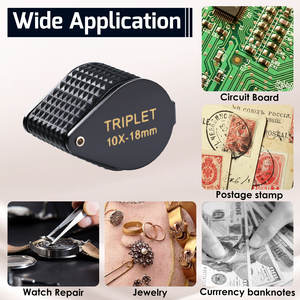 10X แว่นขยายเครื่องประดับที่มีคุณภาพสูงแว่นขยายเลนส์สามช่อง18มม. แบตเตอรี่โลหะพับได้ฟรีสำหรับนักสะสมนักอัญมณี - Product Image 3
