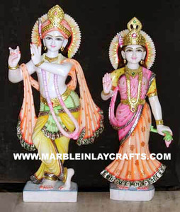 Pure Makrana Marble Artistic Model Of Marble Radha Krishna Statue - Product Image 2