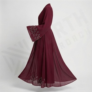 Abaya Traditionnelle Musulmane pour Femme, Vente en Gros, Couleur Personnalisable, Manches Longues, Double Robe Ouverte sur le Devant, Tissu Lourd et Élégant - Product Image 3