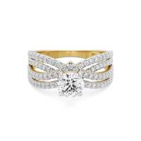 Bague Solitaire BRIVA JEWELS R-13 de Luxe en Argent Incrusté de Moissanite avec Sertissage Pavé Rond, Bijou de Fiançailles Classique pour Femme