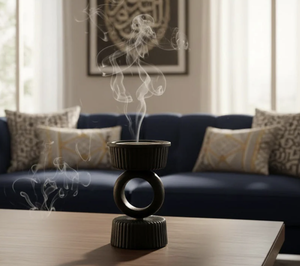 Midnight Noir Ring Bakhoor Holder Contemporary Matte Statement Middle East Style Black Mubkhar <b>Aroma</b> Therapy <b>Diffuser</b> Home Deco - Product Image 6