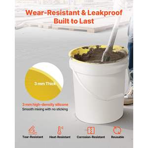 Lot de 2 bacs de 5 gallons en silicone robuste bleu et jaune pour mortier, béton, peinture et époxy, réutilisables - Product Image 3