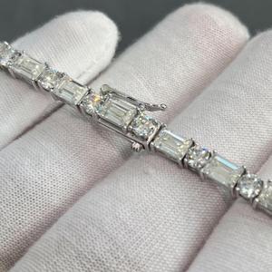 Moissanite <b>Charm</b> Chain <b>Bracelet</b> in 925 Sterling <b>Silver</b> Shimmering Link Jewelry <b>for</b> Fashion Styling - Product Image 3