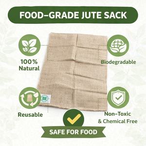 Sac en toile de jute de qualité alimentaire, biodégradable, écologique, recyclable, pour l'emballage du café, du cacao, des céréales, des légumes, des noix - Product Image 2