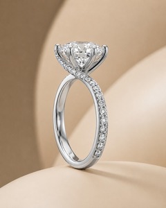 Bague de fiançailles en argent 925 pour femme, diamant de culture, taille brillant rond, style classique, certifiée IGI - Product Image 4