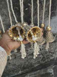 Décoration perlée avec boule Gota suspendue |   Rideau à perles pour porte |   Décoration de temple pour les fêtes de mariage indien et de l'inauguration de maison - Product Image 6