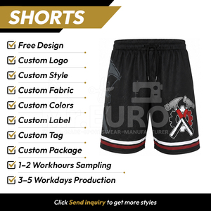 Shorts de basketball personnalisés pour hommes, sublimation, noir et rouge, imprimé, respirant, séchage rapide, polyester, taille élastique, shorts sportifs - Product Image 2