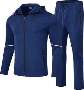 Ensemble de survêtement de jogging pour homme avec logo personnalisé, fermeture éclair technique, chaud, en polaire unie, avec option grande taille pour le sport et l'exercice - Product Image 1