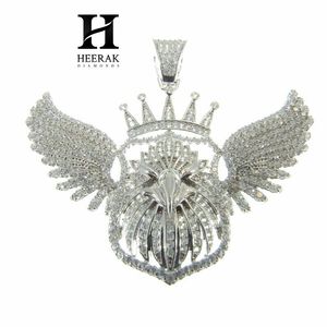 Collar con colgante de alas de águila con incrustaciones de diamantes, estilo Hip Hop, con dijes de corona, cabeza de águila y escudo, y colgante de pájaro con diamante cultivado en laboratorio VVS - Product Image 2