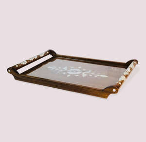 Plateau de service rectangulaire en bois avec incrustation de nacre de la meilleure qualité, vaisselle pour restaurants, fabriqué à la main en provenance du Vietnam, grossistes - Product Image 4