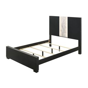 Testiera letto moderna con pannello LED integrato, finitura bianco e nero, in legno, per camera da letto (1 pezzo) - Product Image 3