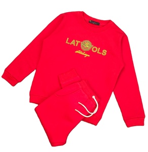 ชุดเสื้อผ้าลำลองสำหรับเด็กผู้หญิงเสื้อสเวตเตอร์แขนยาวคอกลมและกางเกงขายาวเอวยางยืดชุดถักผ้า2ชิ้น - Product Image 5