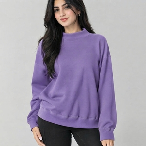 Sweat-shirt surdimensionné personnalisé pour femme, col montant, en molleton brossé, coupe décontractée, épaules tombantes, fabricant - Product Image 1