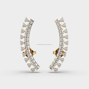 Luxury Double Row Moissanite Diamond Hoop Earrings Rose Gold Earrings For Women - Product Image 5